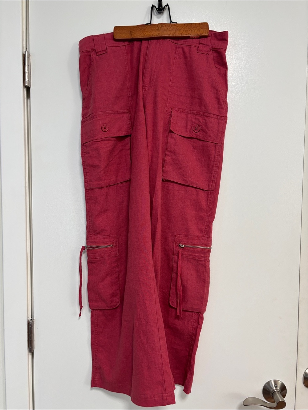 Women's Red Cargo Pants - Casual Utility Style